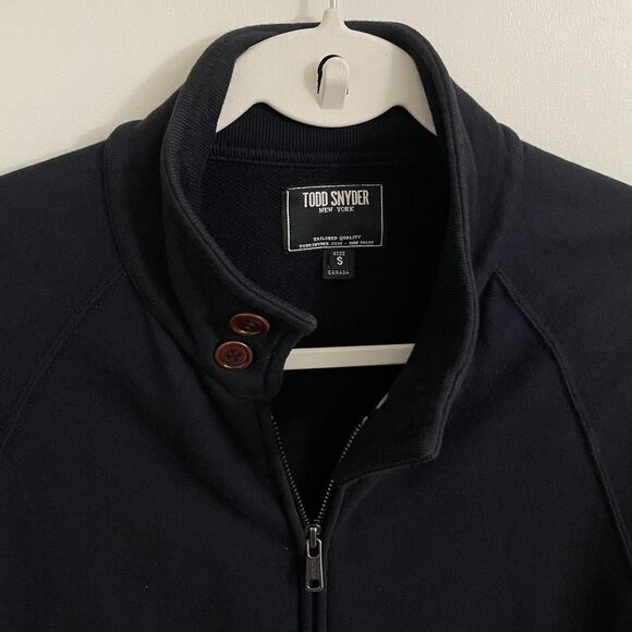 Todd Snyder Jacke Mens Small Dark Blue French Terry Barracuda Two-way Full Zip - Picture 3 of 10